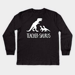 Teacher-Saurus Funny T-Rex Raptor Animal School Kids Long Sleeve T-Shirt